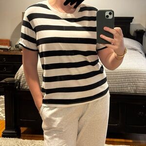 H&M Black and White Striped Short Sleeve Tee